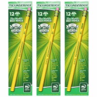 Original Ticonderoga Yellow Pencils #3 Hard Lead 12 Per Box 3 Boxes (DIX13883-3)