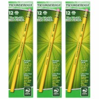 Original Ticonderoga Yellow Pencils #4 Extra Hard Lead 12 Per Box 3 Boxes (DIX13884-3)