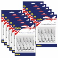 Helix Professional Pencil Cap Erasers White 10/Pack 12 Packs (MAP37360-12)