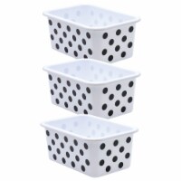 Teacher Created Resources Plastic Storage Bin Small 7.75 x 11.38 x 5 �Black Polka Dots