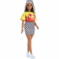 Barbie Fashionistas Doll, Curvy, Long Hair with Crop Top, Skirt, Sneakers & Sunglasses Perspective: Main