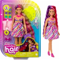 Barbie Totally Hair Flower-Themed 8.5 Inch Curvy Doll & Color Change Accessories Perspective: Main