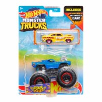 Hot Wheels Monster Trucks 1:64 Scale Rodger Dodger Blue, Includes Hot Wheels Die Cast Car Perspective: Main