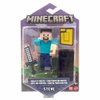 Minecraft Steve Action Figure, 3.25-in, w/ 1 Build-a-Portal Piece & 1 Accessory, Building Toy