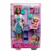 Mattel Barbie® You Can Be Anything™ Brunette Dentist Doll With Child Doll Set Perspective: Main