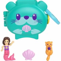 Polly Pocket Pet Connects Otter Stackable Compact Playset w/ Mermaid Doll and Otter Figure Perspective: Main