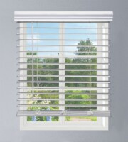 Linen Avenue Cordless Faux Wood Blind White 34 W x 48 H, Outside Mount