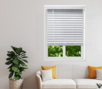 Linen Avenue Cordless Faux Wood Blind White , Outside Mount