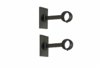 Linen Avenue Single Rod Decorative Bracket Rectangle, 2 Pack Antique Silver