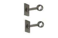 Linen Avenue Single Rod Decorative Bracket Rectangle, 2 Pack Polished Nickel