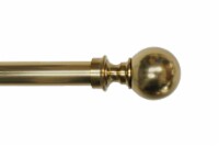 Linen Avenue Ball Single Window Curtain Rod Set, 66 to 120-Inch, Brass
