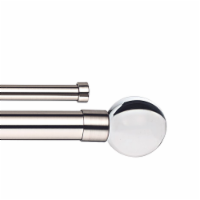 Linen Avenue Clear Acrylic Double Window Curtain Rod Set, 66 to 120-Inch, Polished Nickel