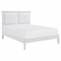 Lexicon Seabright Traditional Wood and Faux Leather Eastern King Bed in White