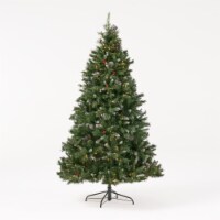 7-foot Mixed Spruce Pre-Lit Clear LED Hinged Artificial Christmas Tree with Frosted Branches