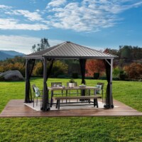 Codie 10' x 10' Outdoor Modern Aluminum Hardtop Gazebo black