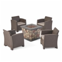 Maggie Outdoor Chat Set With Fire Pit Brown + Mixed Biege