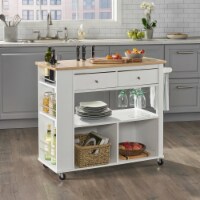Julien Kitchen Cart with Wheels white/natural
