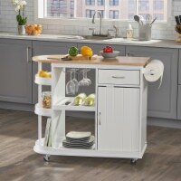Averi Kitchen Cart with Wheels white/natural
