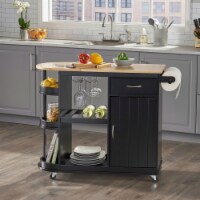 Averi Kitchen Cart with Wheels black/natural