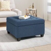 Piogor Contemporary Tufted Fabric Storage Ottoman navy blue