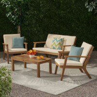 Avacyn Outdoor Acacia Wood 4 Seater Chat Set with Cushions brown patina/cream