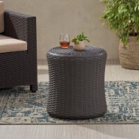 Iven Outdoor Faux Wicker Patio Table dark brown