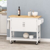 Jalaiyah Farmhouse Kitchen Cart with Wheels white