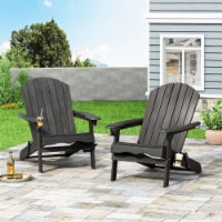 Kandyce Outdoor Acacia Wood Folding Adirondack Chairs (Set of 2) dark gray