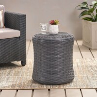 Iven Outdoor Faux Wicker Patio Table dark gray