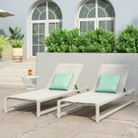 Moderna Outdoor Aluminum Chaise Lounge with Mesh Seating (Set of 2) white