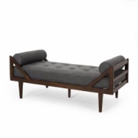 Sumner Contemporary Tufted Chaise Lounge with Rolled Accent Pillows dark brown/charcoal