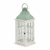 Reigle Coastal Handcrafted Mango Wood Decorative Lantern white wash/green patina large