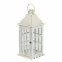 Reigle Coastal Handcrafted Mango Wood Decorative Lantern distressed white large