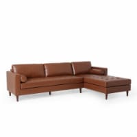 Lockbourne Contemporary Tufted Upholstered Chaise Sectional espresso/cognac