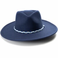 Collection 18 Multi Trim Felt Panama Hat - Navy Perspective: Main