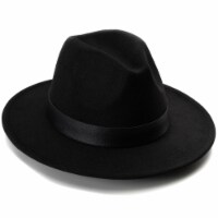 Collection 18 Vegan Leather Band Panama Hat - Black Perspective: Main