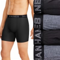 Hanes Ultimate® Men's Underwear Comfort Flex Fit® Total Support Pouch® Boxer Brief - Black / Grey Perspective: Main