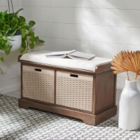 SAFAVIEH Landers 2-Drawer/Cushion Storage Bench Brown