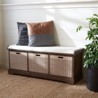 SAFAVIEH Landers 3-Drawer/Cushion Storage Bench Brown