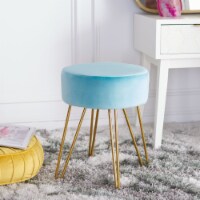 Safavieh OTT7500D Abrea Round Ottomans, Aqua & Gold