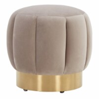 Safavieh SFV4707G Maxine Channel Tufted Otttoman, Pale Taupe