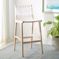 SAFAVIEH Adah Leather Bar Stool White / Natural