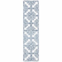SAFAVIEH Micro-Loop Collection MLP647A Ivory / Blue Rug 2' 3  x 9'