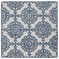 SAFAVIEH Micro-Loop Collection MLP647A Ivory / Blue Rug 5' square