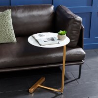 SAFAVIEH Haylee Round Side Table White / Gold
