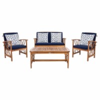 SAFAVIEH Outdoor Collection Fontana 4-Piece Patio Set Navy