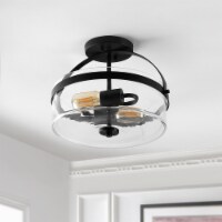 SAFAVIEH Nensor 2 Light 13 Flush Mount | Black / Clear |