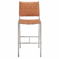 SAFAVIEH Olenna Woven Counter Stool Cognac / Silver