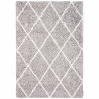 Safavieh FNT815G-24 2 ft. -3 in. x 4 ft. Fontana Shag 800 Contemporary Runner Rug, Grey & Cre