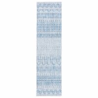 SAFAVIEH Outdoor CY8196-53412 Courtyard Ivory / Navy Rug 2' 3 x 8'